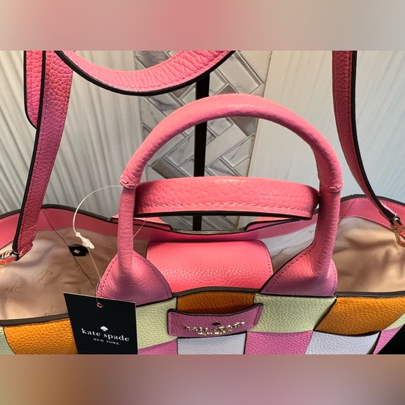 NEW Kate Spade Basket Woven Leather Tote with Dust Bag - Picture 11 of 16